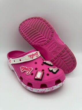 UNISEX Adult Crocs Pink White Barbie Classic Clogs Themed Jibbitz Size M 10 W 12